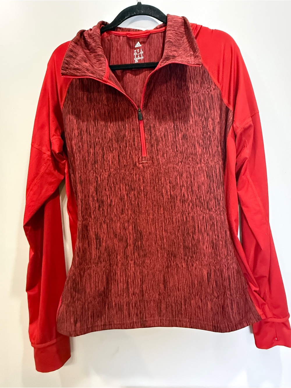 adidas Red Long-Sleeve Half-Zip Pullover